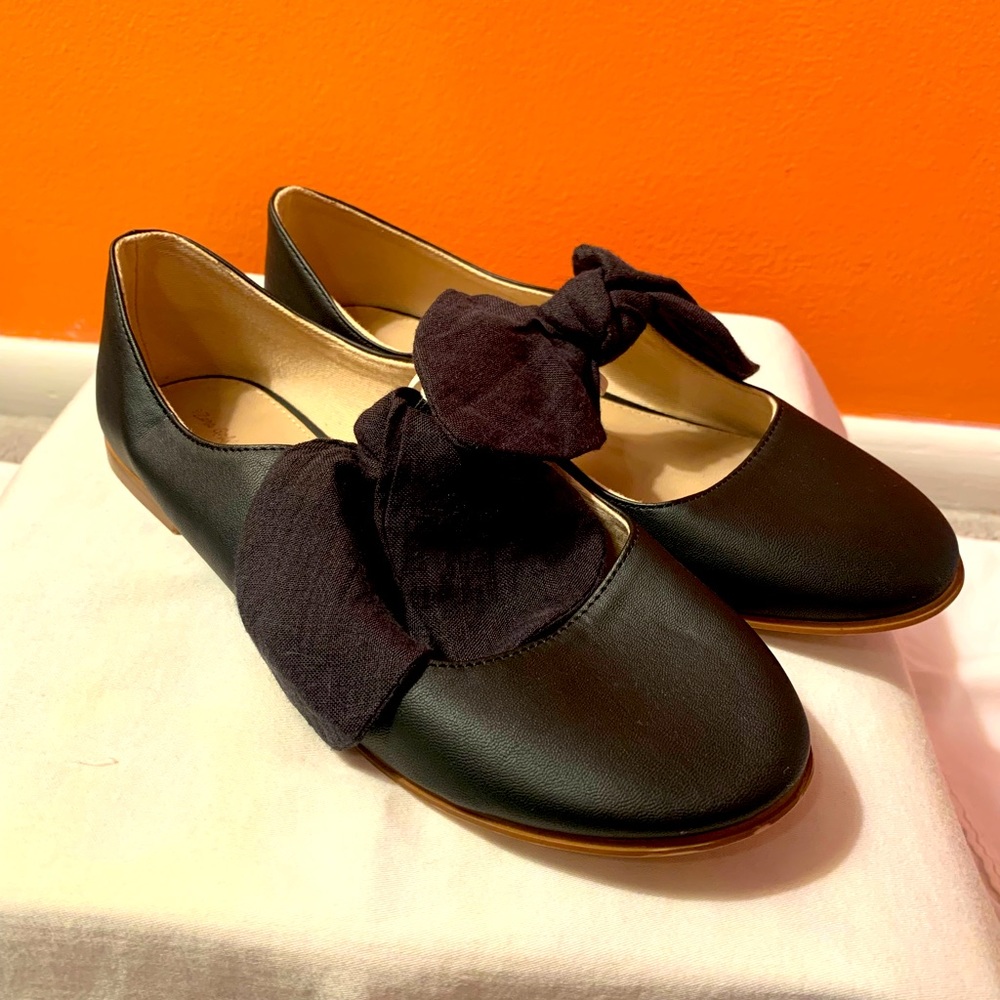 Zara Girls Slip On Ballet Flats Black With Bow NWT Size 36